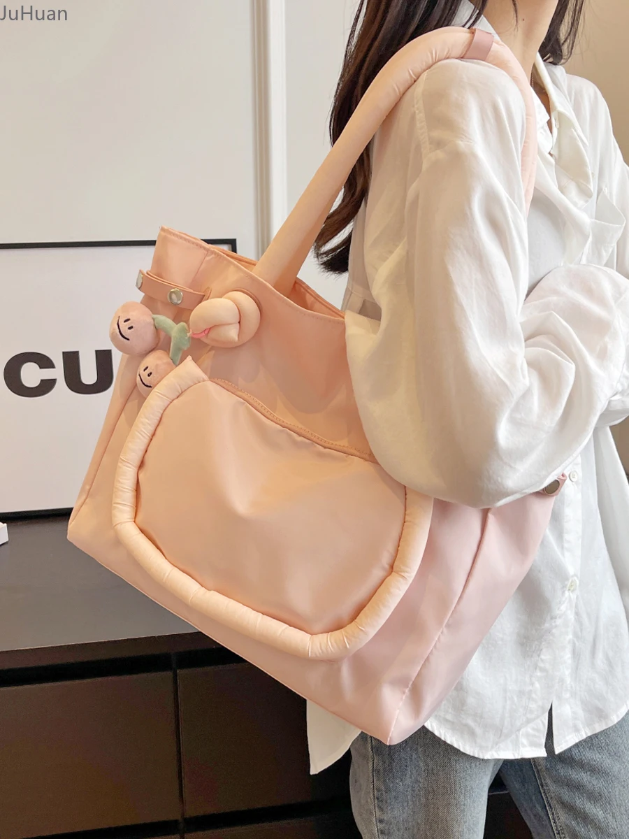 

Japanese Daily Versatile Large-capacity Tote Bag Pink Cute Sweet Beautiful Woman Bags Cartoon Student Canvas Shoulder Bags