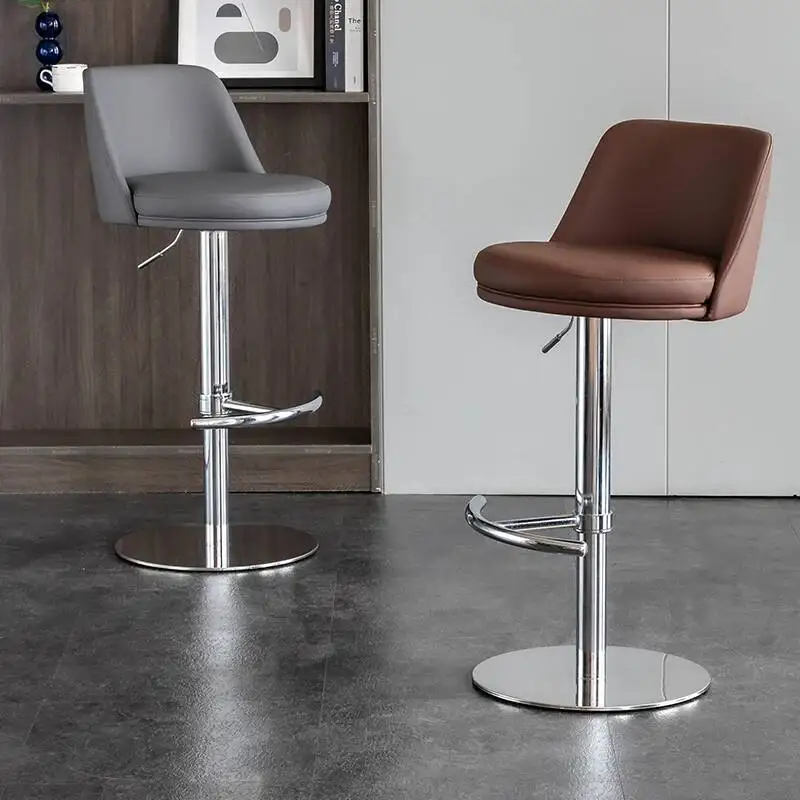 

Modern Simple Bar Chair for Household Lifting Rotating Stainless Steel Italian Minimalist Light Luxury Front Desk High Stool