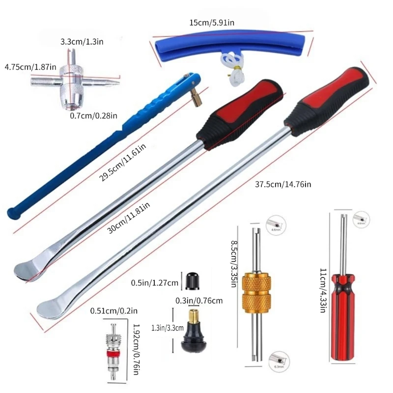 Juego de herramientas de reparación de neumáticos de motocicleta, 25 piezas, con 3 cucharas y protectores de llantas, juego de herramientas de cambio de neumáticos de acero, operación Simple