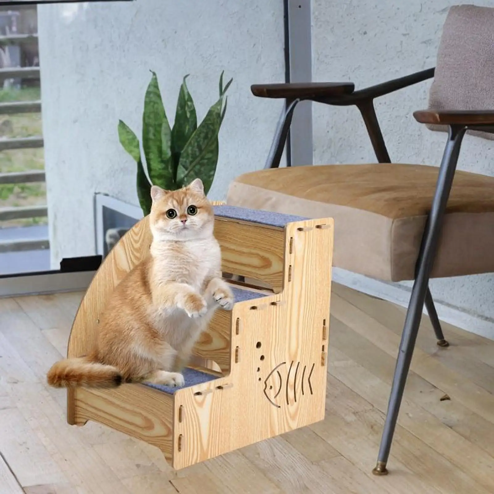 Escalera antideslizante 3 peldaños para perros y gatos – Para sofá y coche - imagen 4