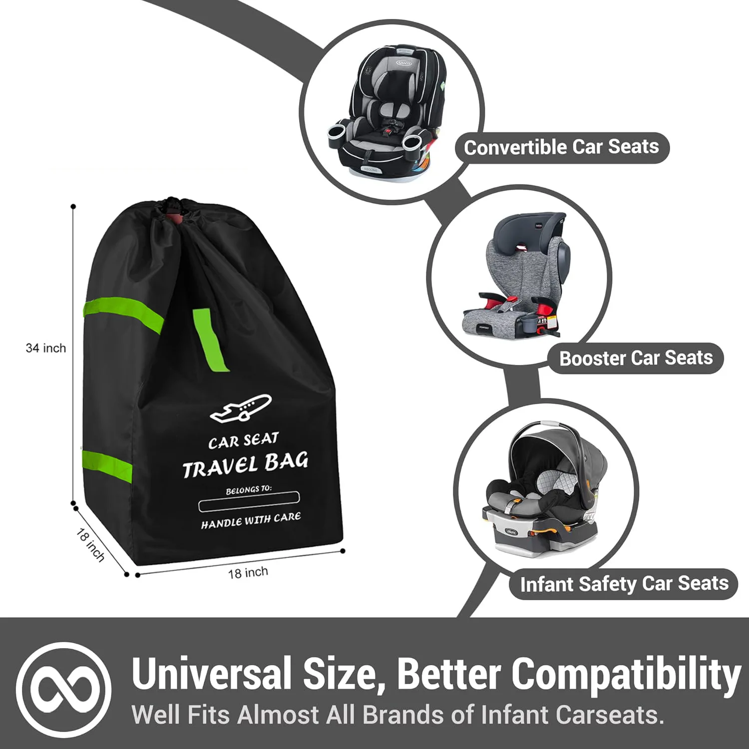 Child safety seat travel bag, baby stroller wheelchair storage bag, child safety seat carrying bag, dust-proof bag
