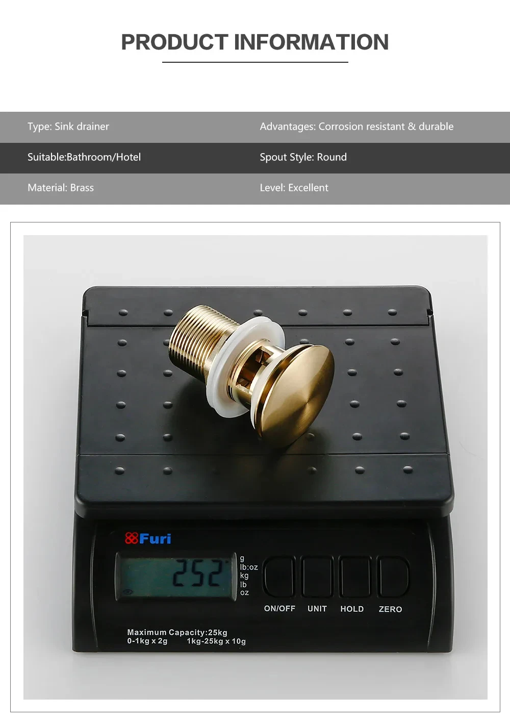 Bathroom Sink Drain Wash Basin Drainer Waste Pipe Sink Plug Pop-Up Button Luxury Brush Gold Brass Material Matt Black Rose