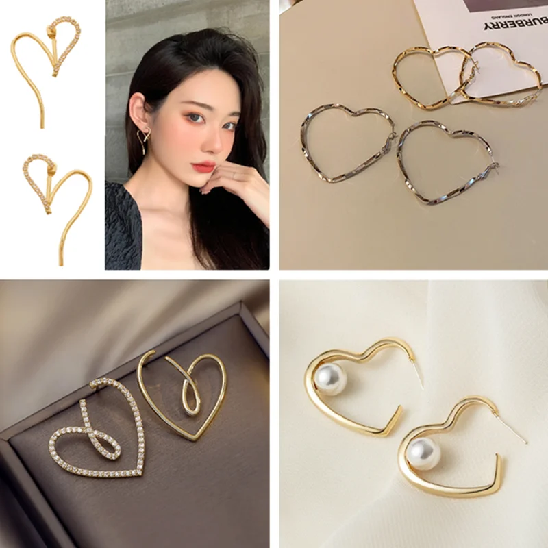 Love Heart Hoop Earrings Peach Heart Geometric Earrings Fashion Purple Personality Earring For Woman Gift Simple Pop Jewelry