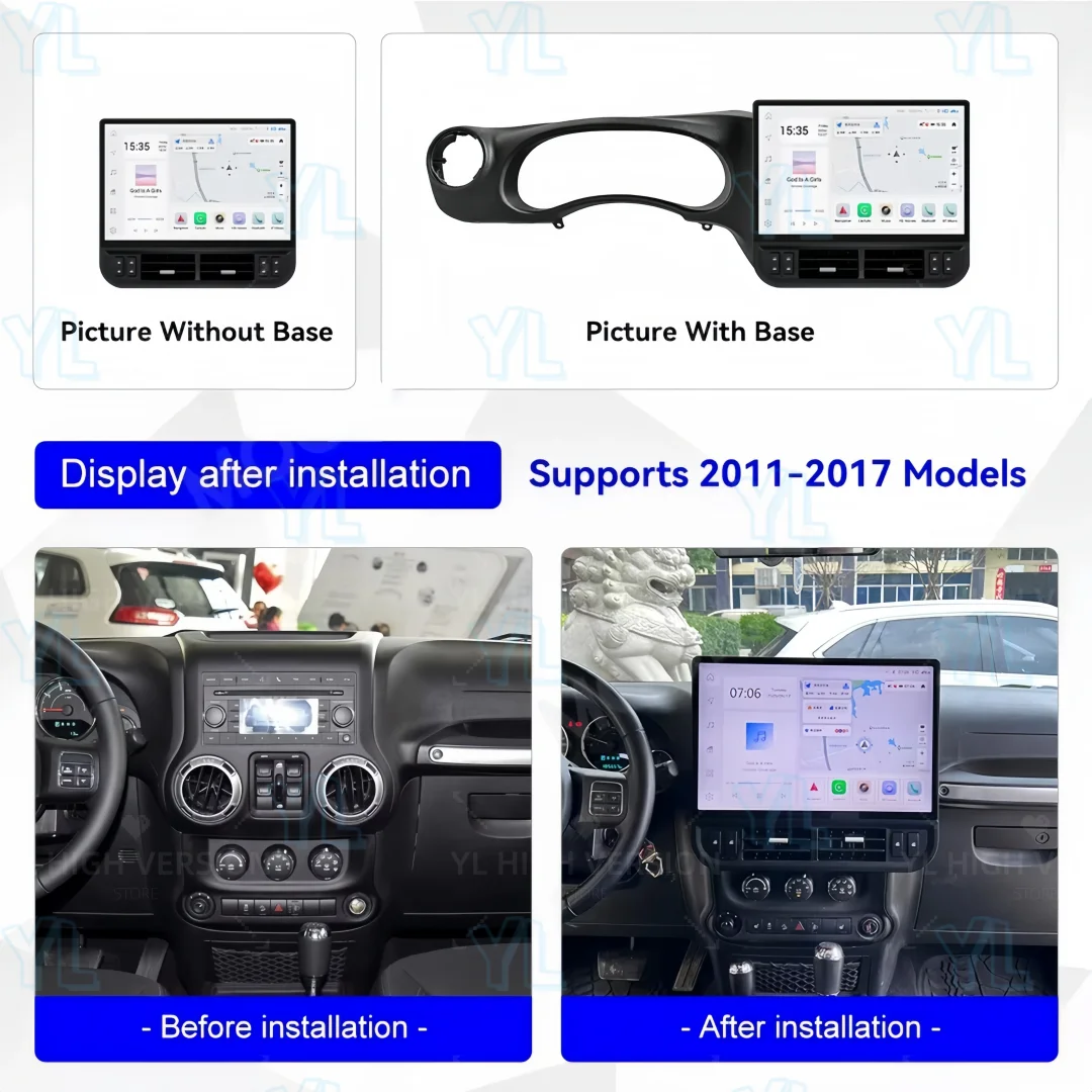 

16,8-дюймовый сенсорный экран с Android Auto для Jeep Wrangler 2011-2017, GPS-навигация, мультимедийная система, радио, беспроводной CarPlay, головное устройство, BT 5.0