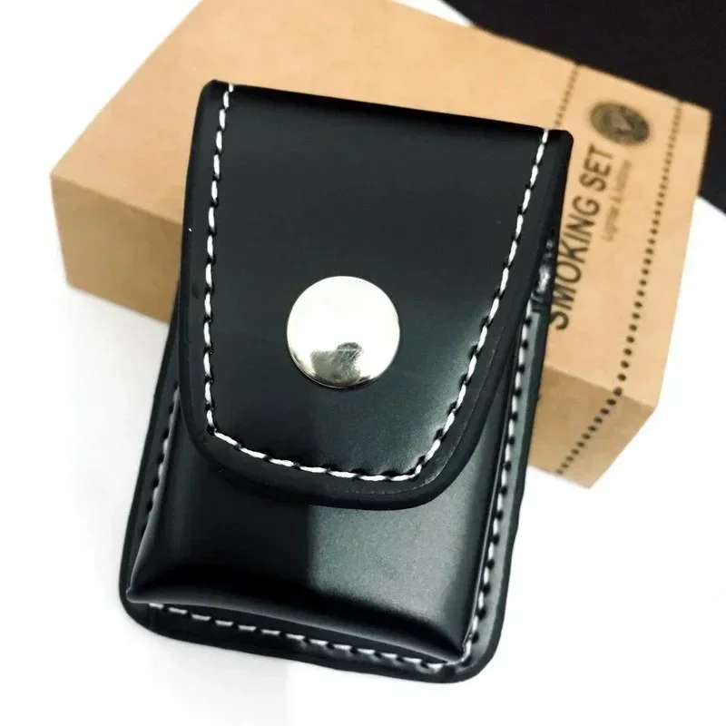 

1pcs High Leather Cover Men Box Holde Windproof Zip Cigarette Lighter Gift Bag Small Box Case For Super Match