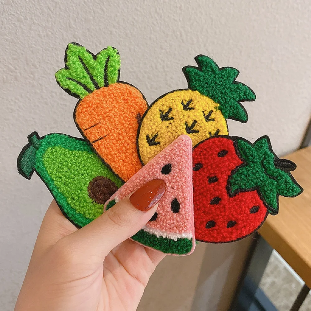 Cute Korean Carrot Watermelon Grapefruit Headwear Women Fruit Hairpins Avocado Barrettes Knitted Bb Clips Strawberry Hair Clips