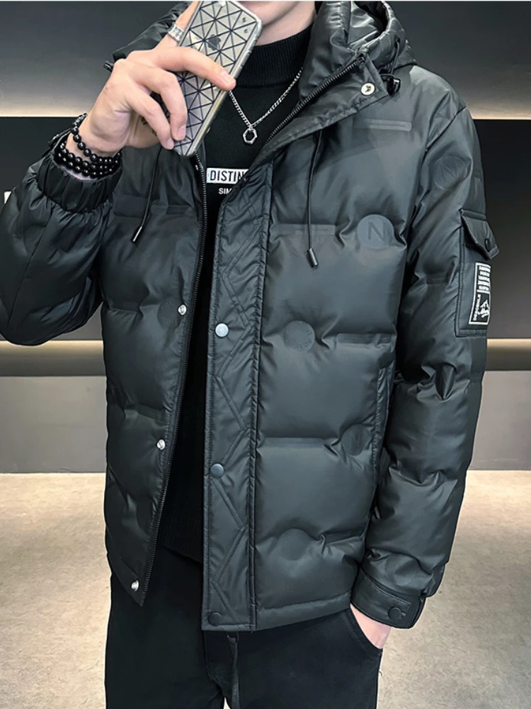 Luxury Down Coat Men Winter Warm Lightweight White Duck Down Coat Windproof Jacket Stand-up Collar Short Tops Long Sleeve Jacket