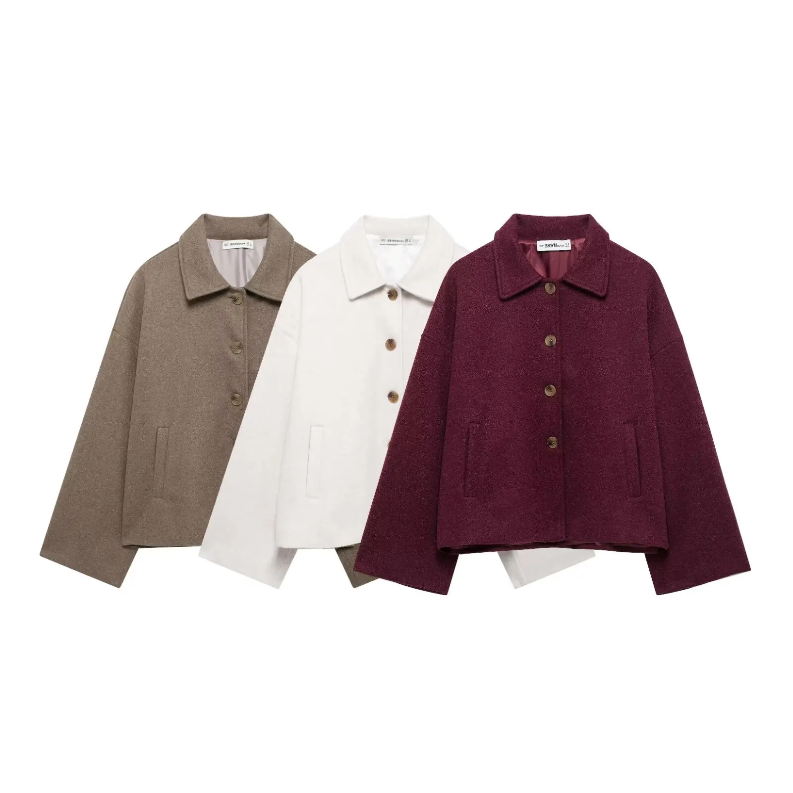 

2025 Spring Collection Trendy Women's Wool Coat Commuter Straight-Cut Long Style Solid-Color Linen Single-Button Design