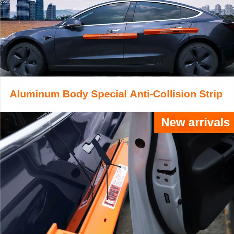 Car Aluminum Door /Body Side Anti-collision Protective Strip Parking Lot Anti-scratch Protection Accessories for Tesla