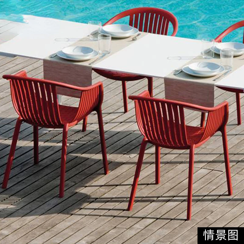 Tatami chair simple modern dining table home café table chairs commercial plastic stool back dining chair