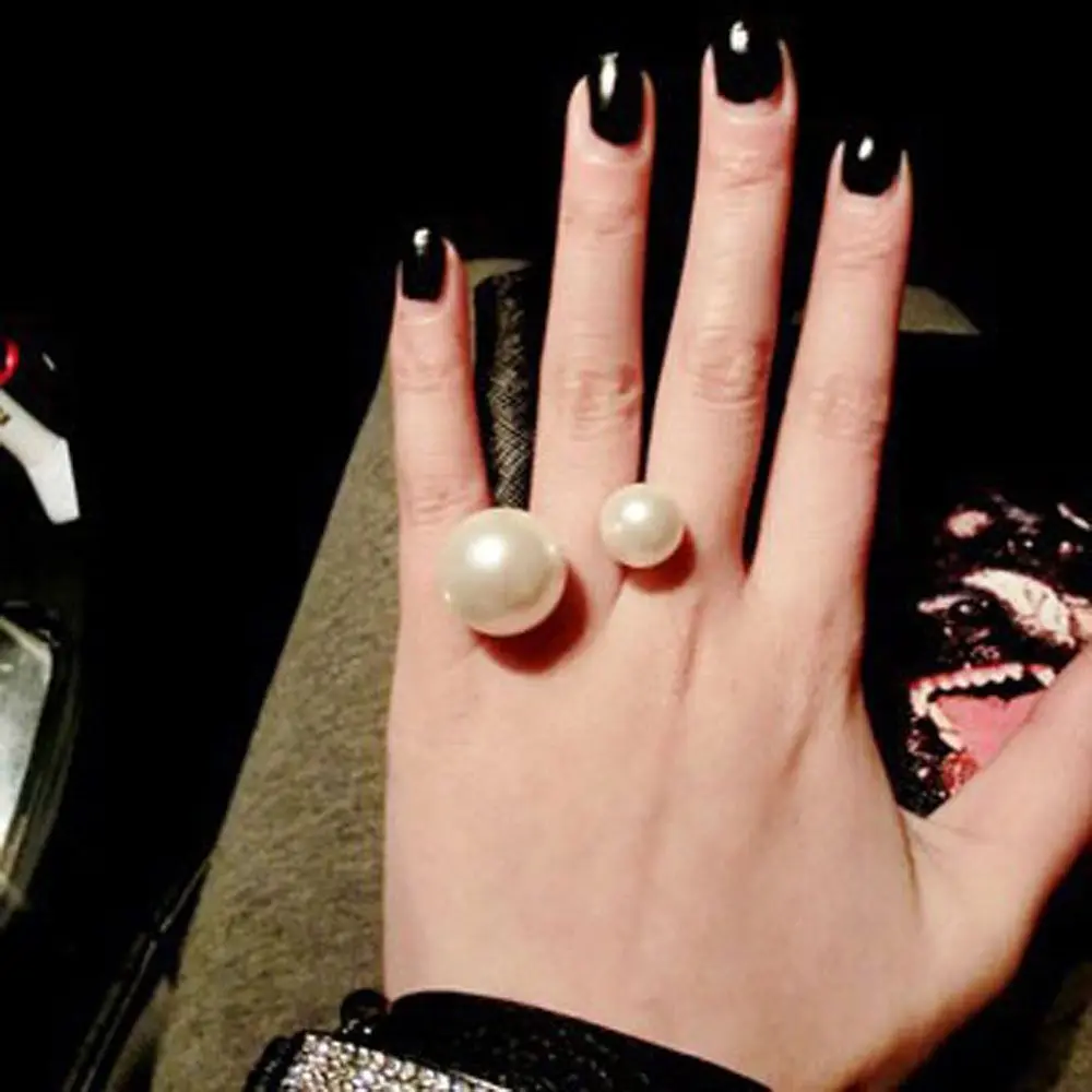 Elegant Trendy Street Shoot Adjustable Size Women Imitation Pearl Opening Ring Jewelry Finger Ring Fashion Accessories