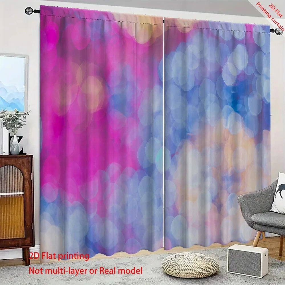 Colorful light spot background printed curtains, suitable for living rooms, bedrooms, offices. Home decoration blackout curtains