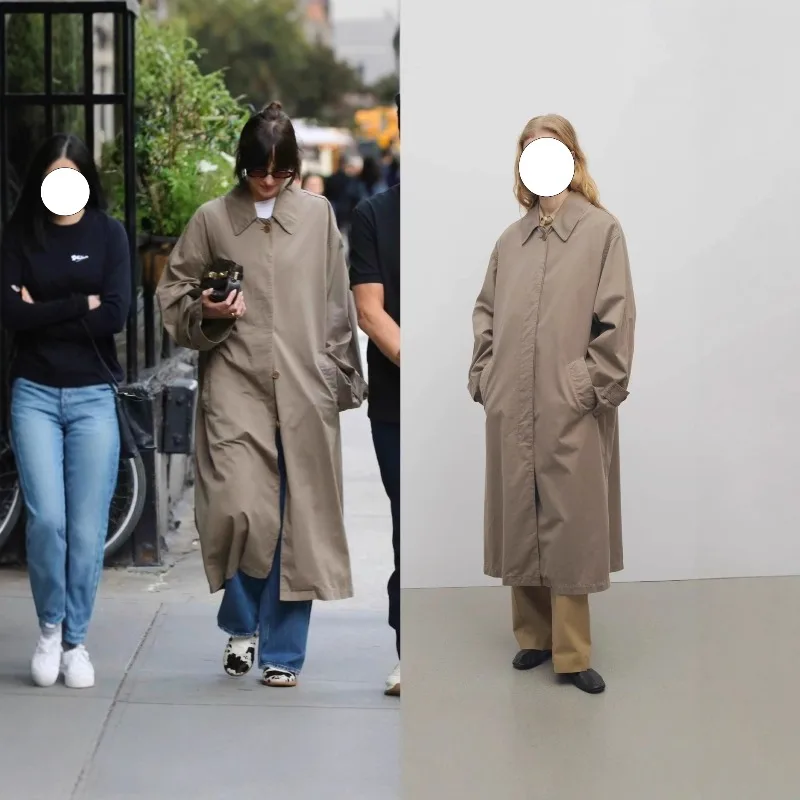 

LUXURY Old Money Cotton Trench for Women in Autumn, Loose and Casual, Versatile Long Jacket, Extremely Simple and Stylish