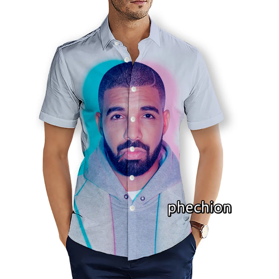 

Summer Hawaiian Mens Short Sleeve Beach Shirts Casual Aubrey Drake Graham 3D Printed Shirts Plus Size S-5XL Fashion Men Tops U15