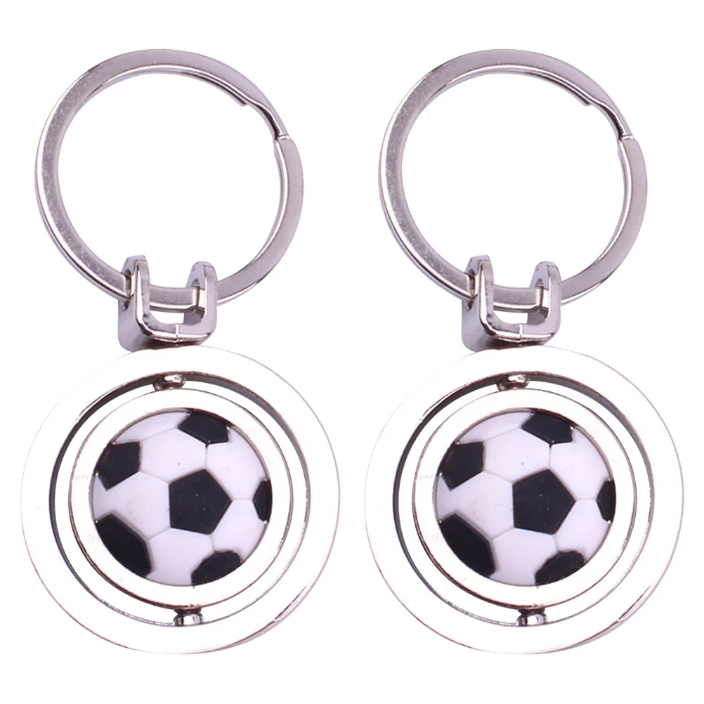 

2Pcs Soccer Key Rings Small Rotary Balls Decorative Key Chains Bag Pendants Sports Fan Souvenir Gifts Sports Present