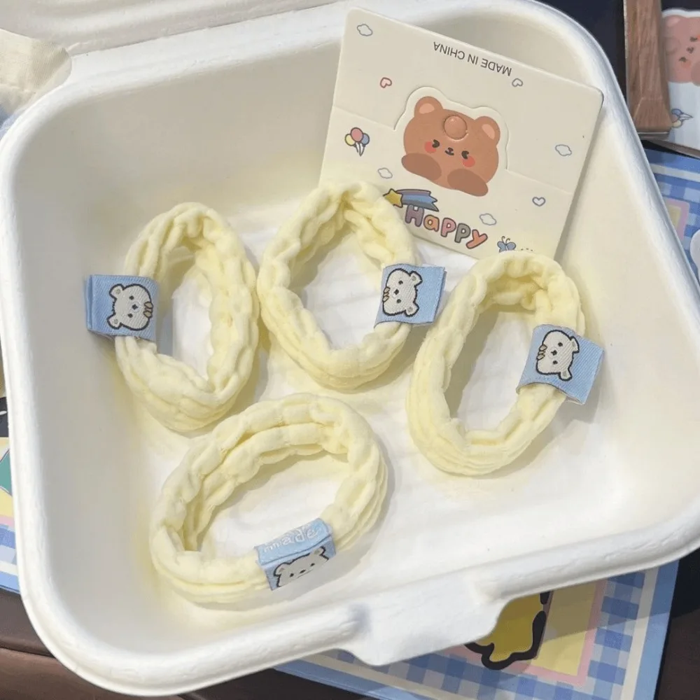 Высокоэластичная повязка на голову без следов с логотипом из ткани с плюшевым мишкой, милое полотенце, резинка для волос для тонкой кишки, элегантные аксессуары для хвоста