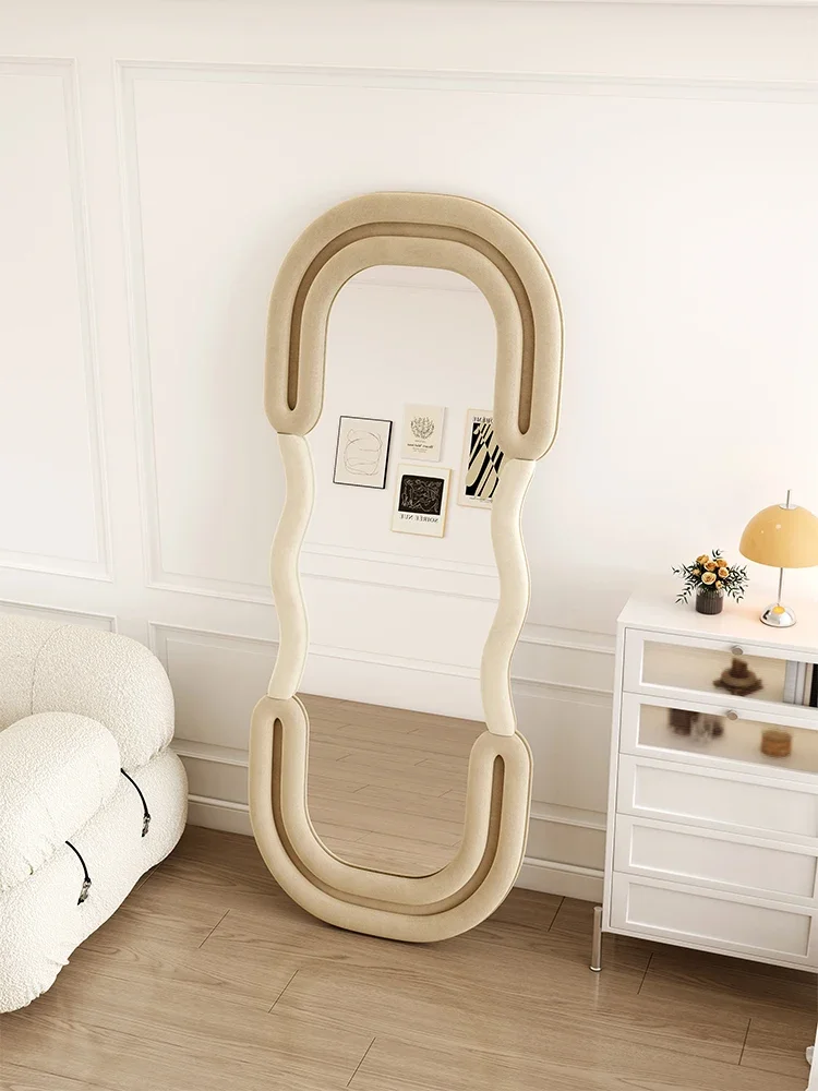 Full-length mirror landing cream wind creative Nordic dormitory bedroom simple wall mirror