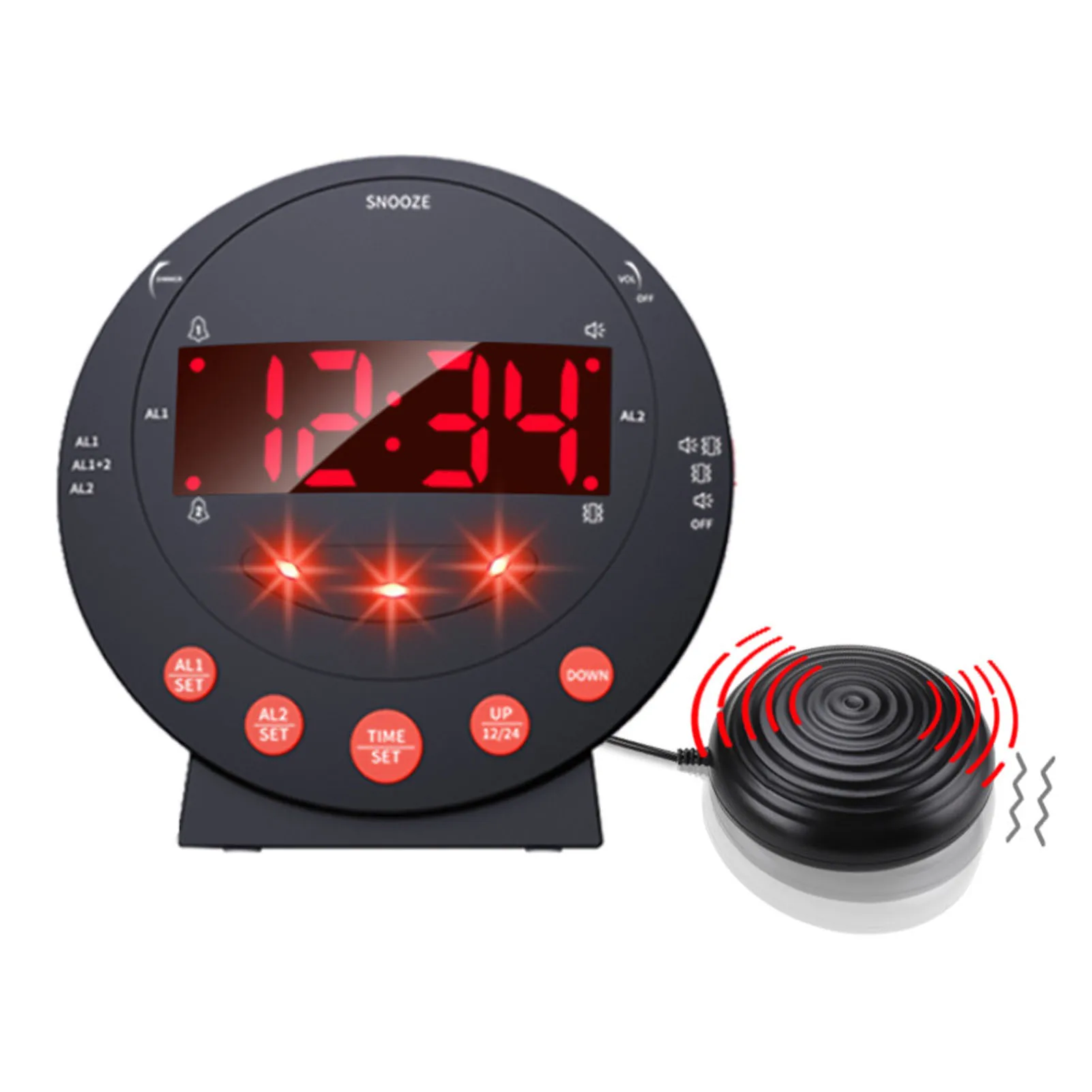 Alarm Clock 110 Decibels Red Flashing Light Super Shaker Extra Loud Alarm Clock for Student Elder Super Shaker Clock Alarm Clock
