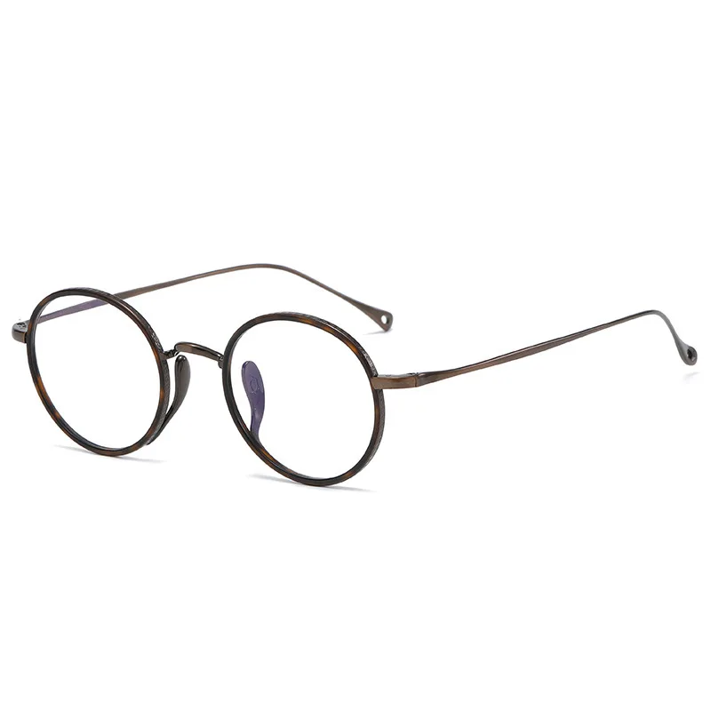 Japanese retro lightweight small round glasses frame Titanium and acetate combination, KameManNen with the same design KMN7307