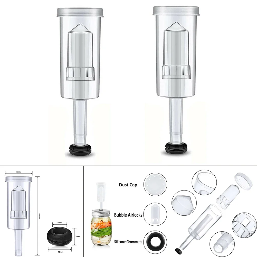 2 PCS Fermentation Lids Kit Airlock For Fermentation Air Locks With Black Grommets Airlock Bubble For Beer And Wine