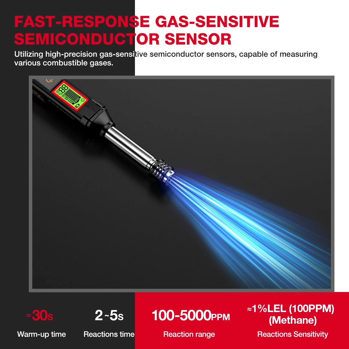 HABOTEST HT56 palny detektor wycieku gazu 100-1000ppm elastyczny przenośny detektor gazu ziemnego z alarmem dźwiękowym i wizualnym