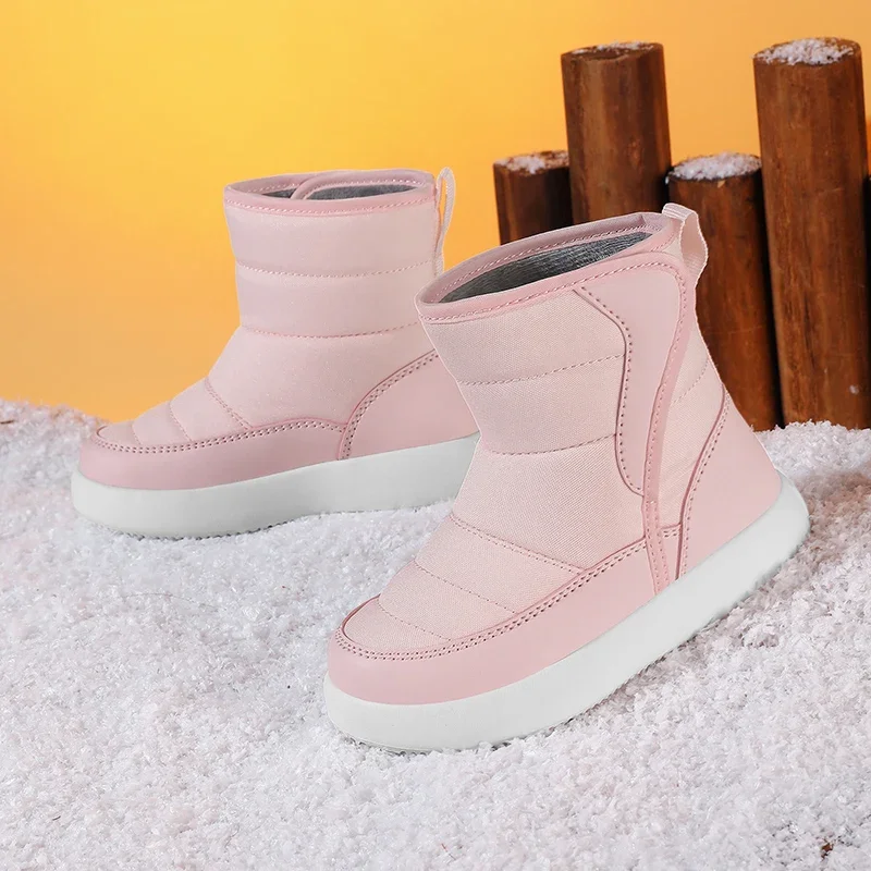 ฤดูหนาวเด็กอบอุ่นรองเท้าบู๊ตหิมะ Plush High Top Anti-Slip Casual เด็กดีผ้ากันน้ํารองเท้า Thicken เด็กผู้หญิงรองเท้าผ้าฝ้าย