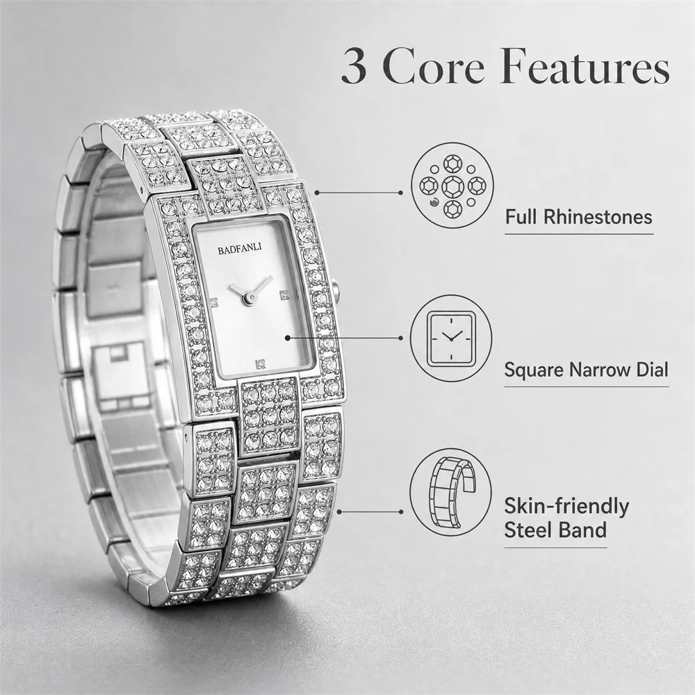 2026 Luxury Rose Gold Women Quartz Watch Diamond Dial Stainless Steel Waterproof Ladies Wristwatch Relogio Feminino