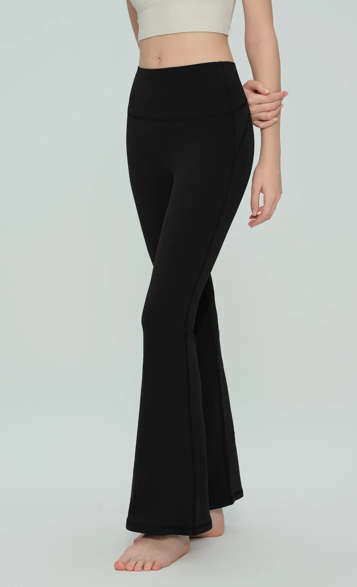Damen High-Waist Eng Anliegende Hüftstraffende Schlanke Lange Yoga-Schlaghose Atmungsaktive Komfort-Fitness-Freizeit-Sport-Hose – Detail 21