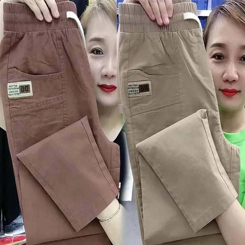 

2023 New Cotton linen Harun Pants Women's Summer Loose High Waist Loose Thin Slim Casual Pants Female Nine-Point Pants Ladies