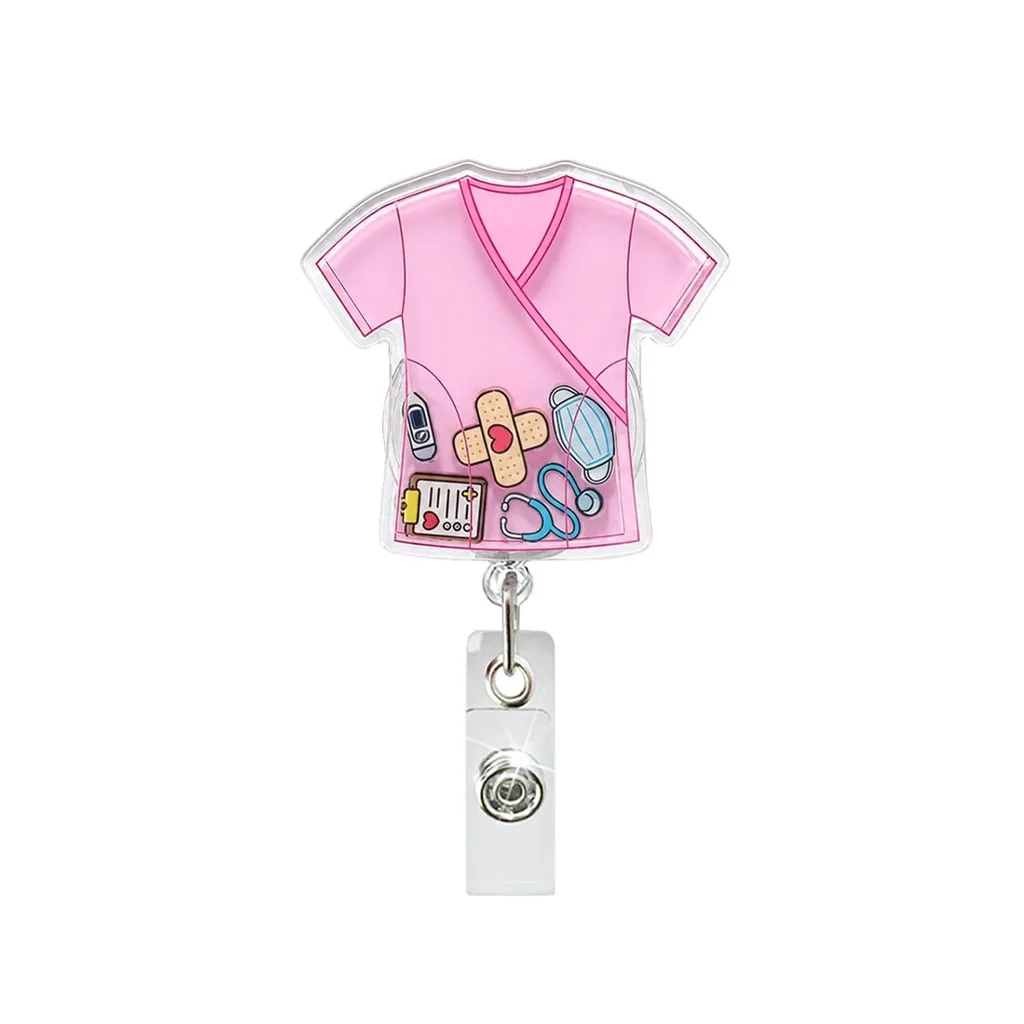 Retractable Nurse Themed Id Badge Reel Acrylic Extendable Badge Holder For  Nurse Work Id Healthcare Workers