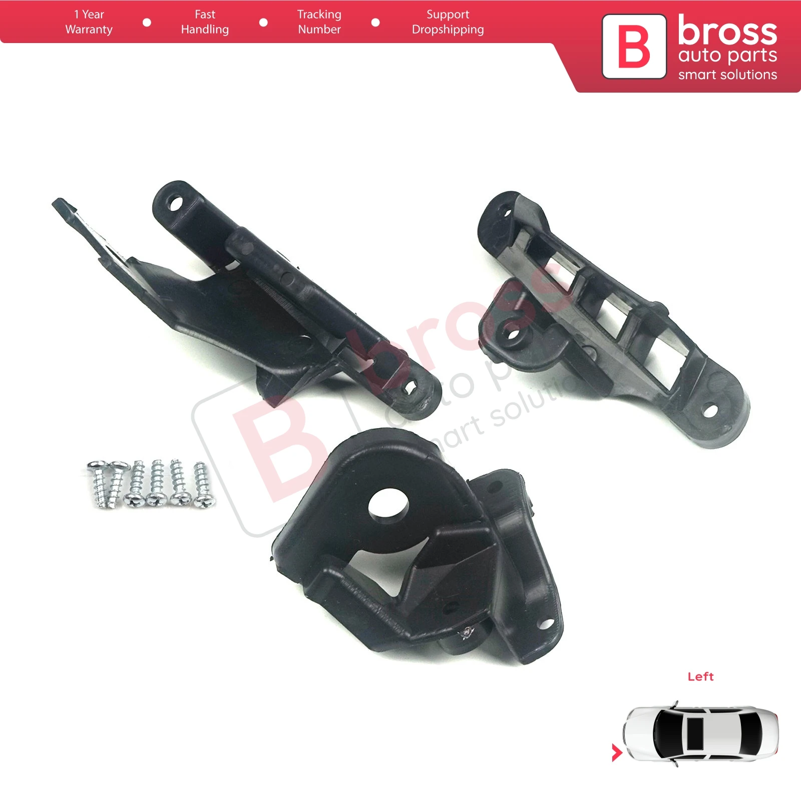 BHL512 Headlight Headlamp Repair Mount Bracket Clips Kit Left for Peugeot 308 MK1 2007-2013 Sedan HB SW CC RCZ 408 T7 6212E3