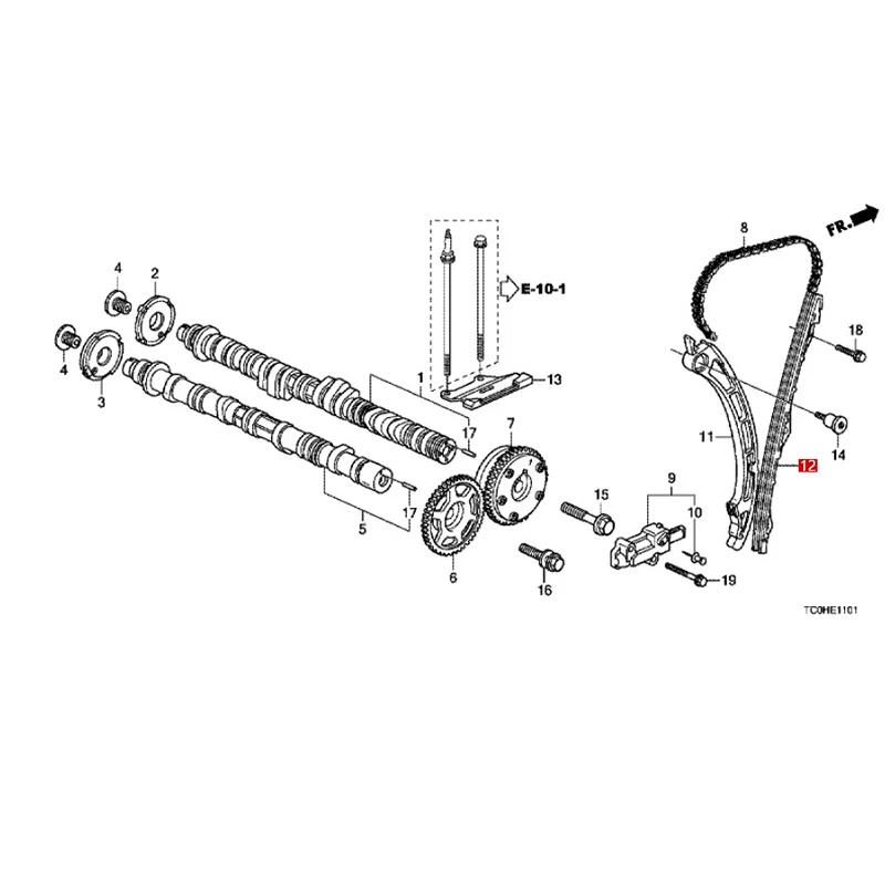 Ho nd a body engine camshaft/camshaft chain (2.4L) timing chain guide rail 14520RAHH01 14530PPA003