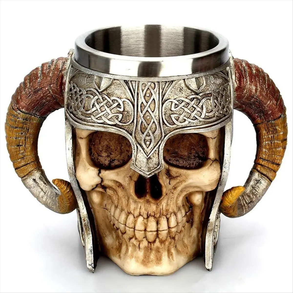 A013 Stainless Steel Skull Mug Drinking Cup Resin Beer Coffee Mug Tea Cup Halloween Bar Drinkware Gift