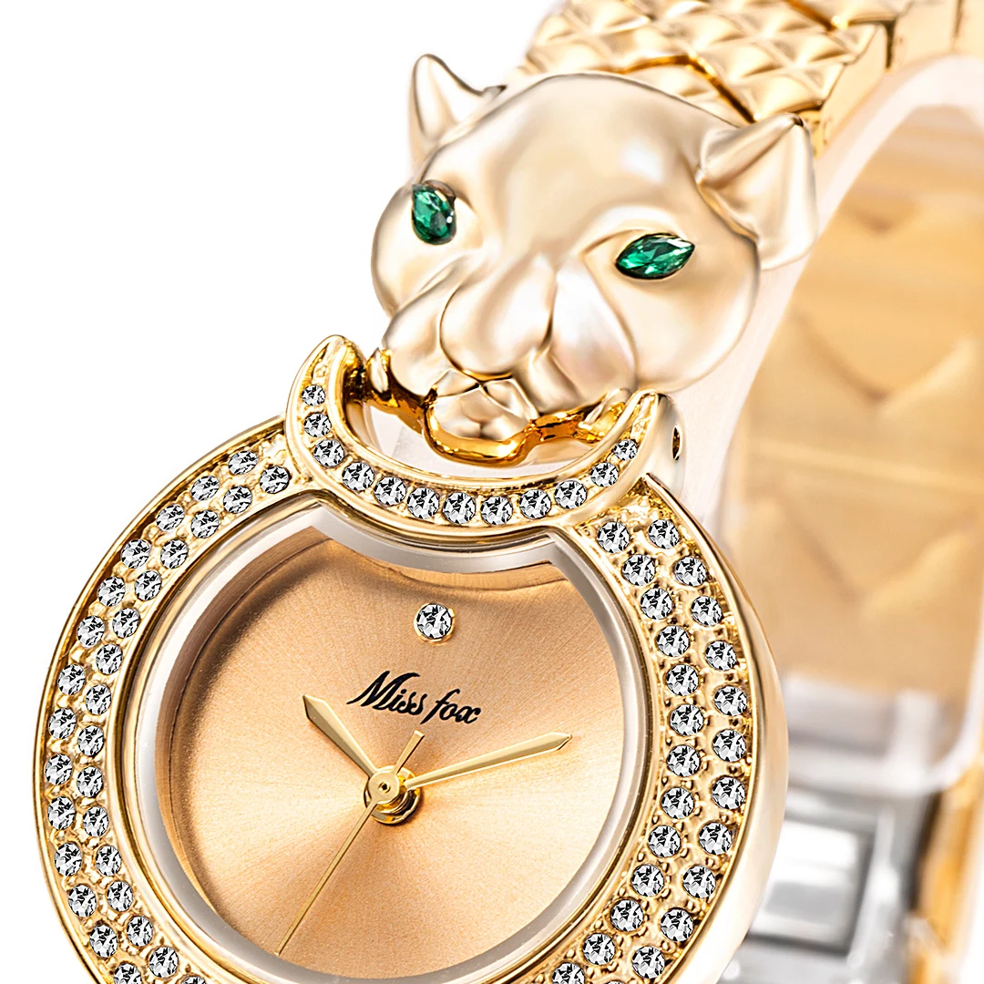 MISSFOX-Reloj de cuarzo para mujer, accesorio de pulsera de acero inoxidable con diamantes brillantes, estilo Hip Hop, resistente al agua, con