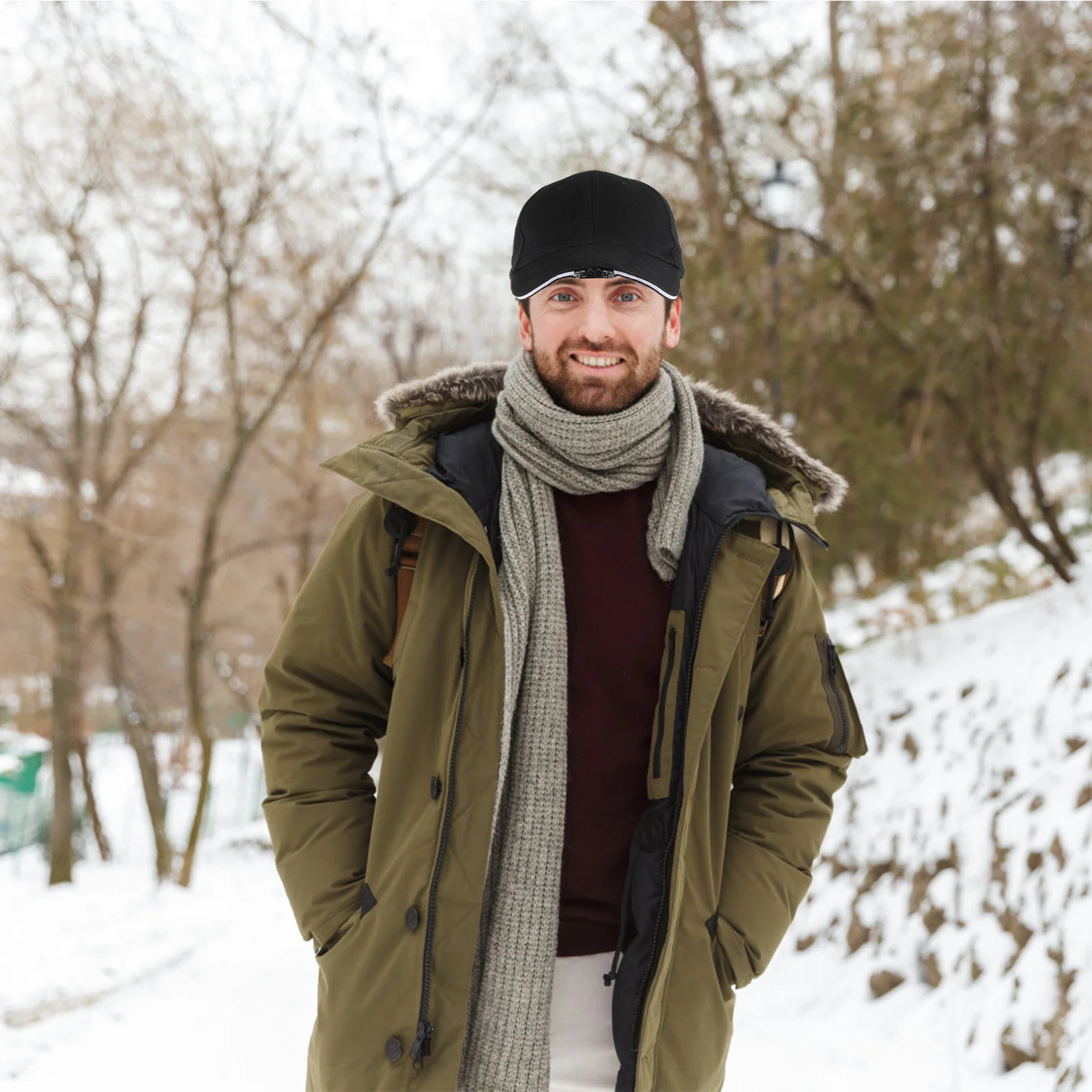 

1Pcs LED Cotton Baseball Hat with Breathable Mesh Design Outdoor Lighting Peaked Cap for Night Running Cycling and Evening