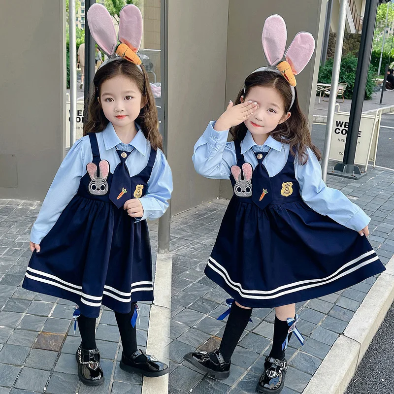 2024 Summer New Disney Girl Rabbit Police Judy Cute Academy Style Princess Dress Performance Dress Birthday Gift Halloween Gift