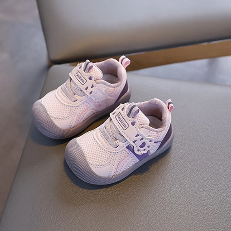 2026Spring New Kids Sneakers Lightwe Breathable Boy Mesh Shoes Simple Versatile Girls' Casual Shoes Anti Slip Baby First Walkers