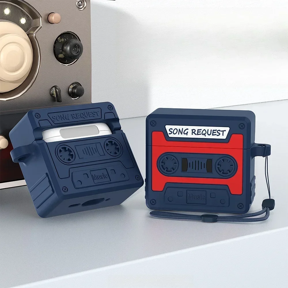 

2024 For AirPods 4th 3D Retro magnetic tape design Luxury liquid silicone protective case Suitable For Airpods 4 Cover 12.4