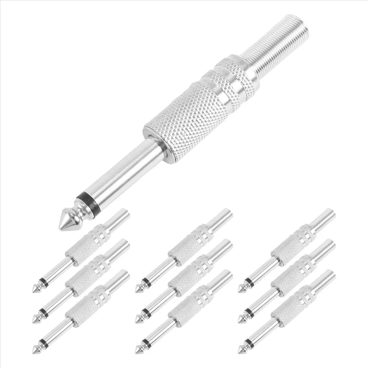 L77A 6.35mm Mono Amplifier Plug 1/4Inch Male Mono Monaural Jack Audio Cable Connector Plug Microphone 10Pcs