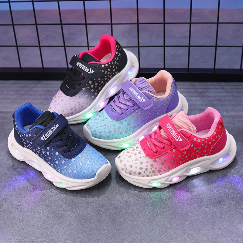 Kids'Casual Shoes PU Leather Spring Fashion Outdoor Soft Bottom Shoes For Gils Breathable Anti-slip Designer Black Purple