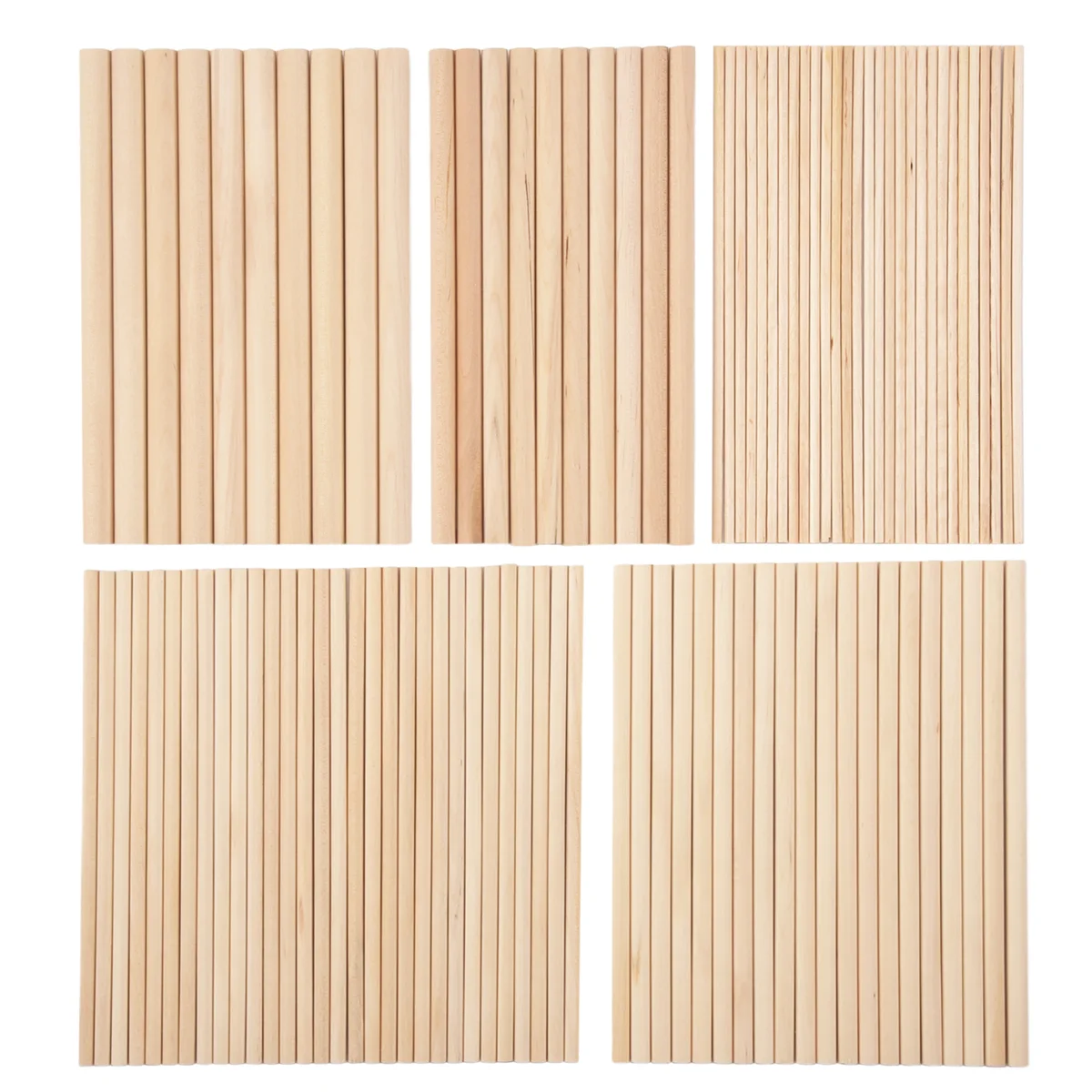 100 Pieces Dowel Rods Wooden Dowel Rod Craft Wood1/8,3/16,1/4,5/16,3/8X6Inch Sticks for Crafting DIY Wedding Ribbon