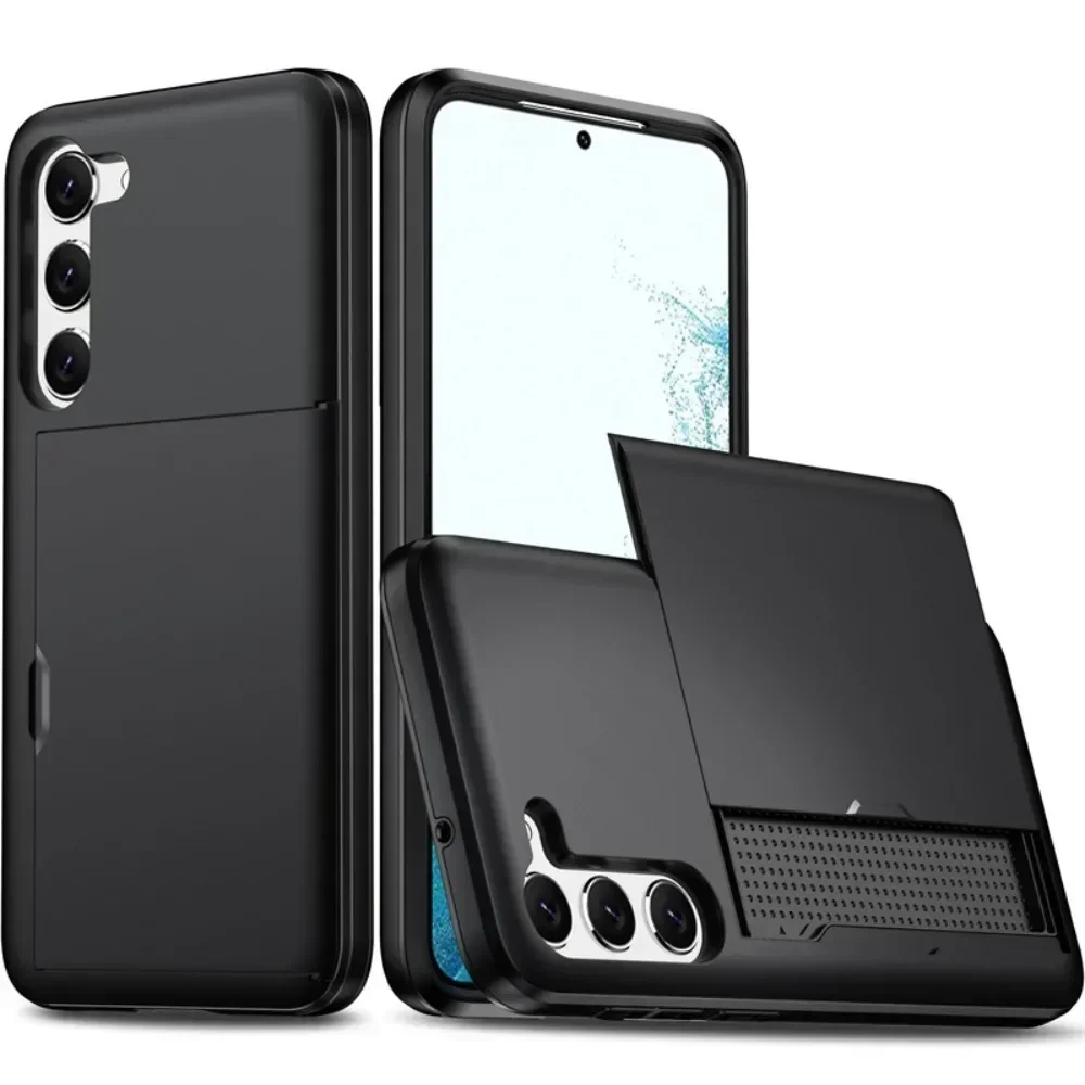 Sliding Card Holder Wallet Case For Samsung Galaxy S26 S25 S24 S23 S22 Ultra Plus FE A57 A37 A56 A36 Hard PC Shockproof Cover