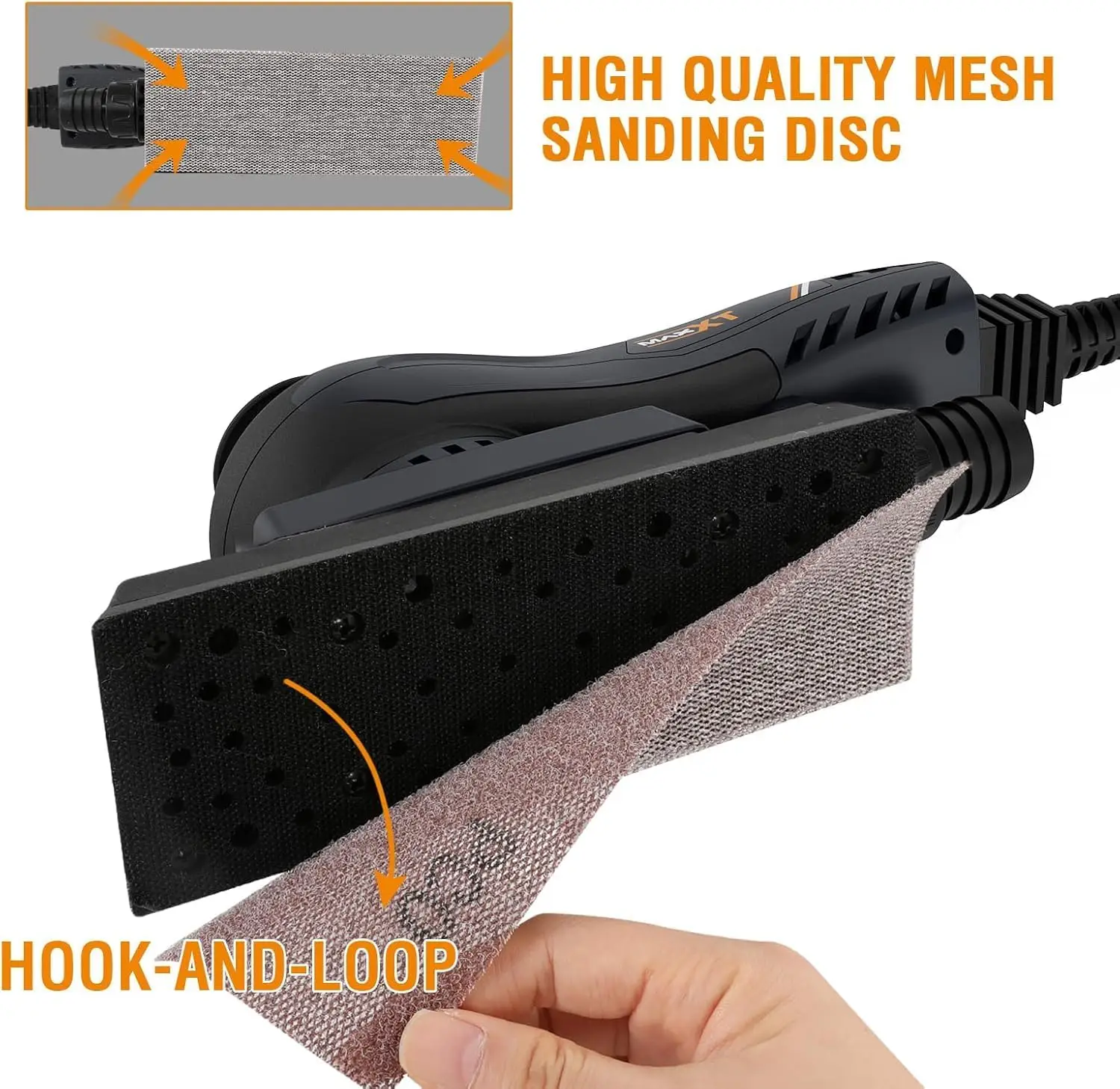 Brushless Sheet Sander Electric 3mm Orbital 350W 3A Multi-function 10000RPM Variable Speed Corded Orbital Sanders Machine with 1