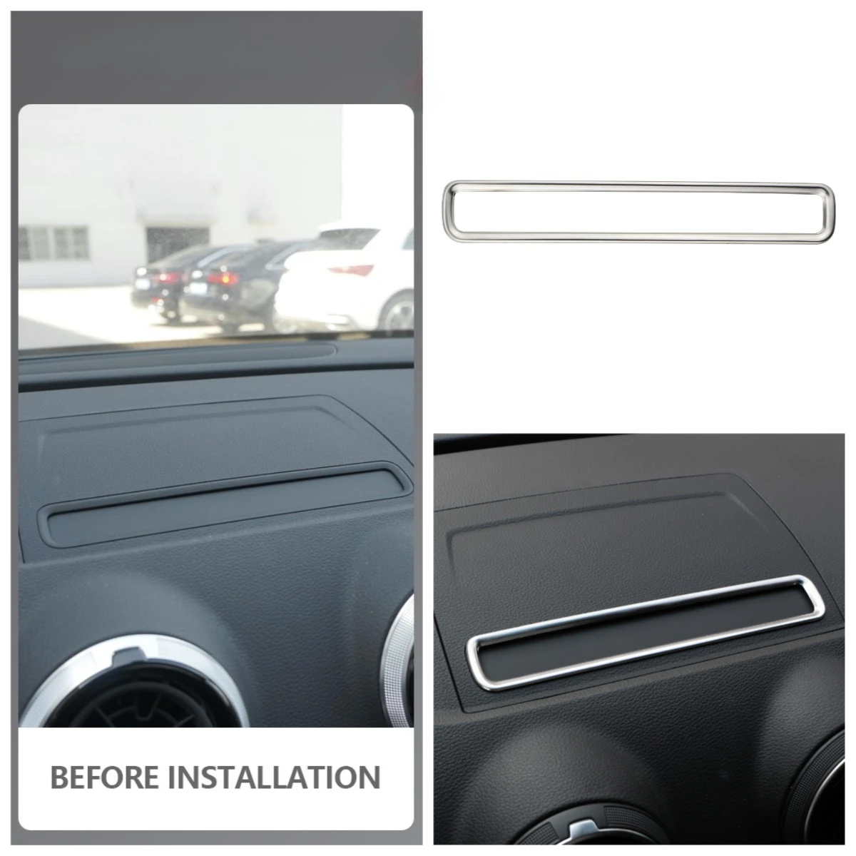 Picture 3: Stainless Steel for Audi A3 8V 2013-2019 GPS Navigation Screen Panel Cover Frame Sticker Trim Cover Moulding Car Accessories