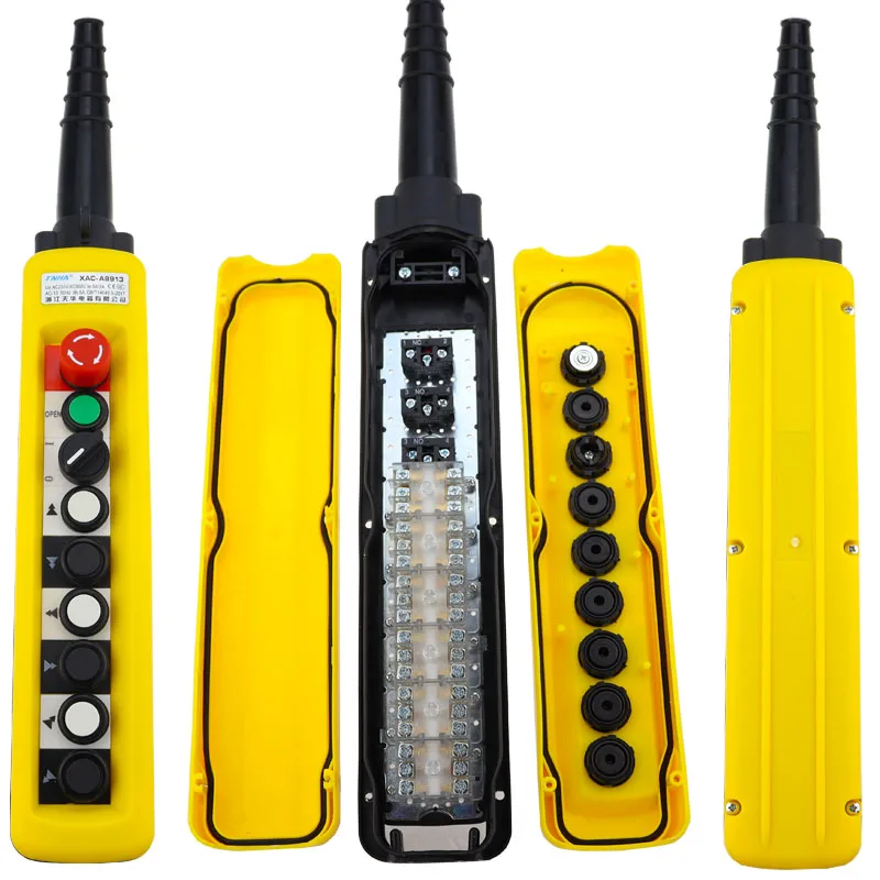 XAC-A8713 8913 9-bit electric hoist lifting button control switch single/dual speed crane drive remote control waterproof handle