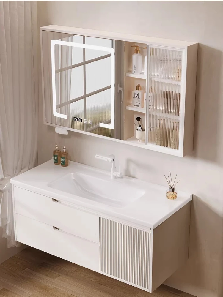 

Oak paint cream wind bathroom cabinet combination ceramic integrated washbasin combination