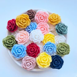 20Pcs New Cute Mini Rose Resin Figurine Crafts Flatback Cabochon Ornament Jewelry Making Hairwear Accessories
