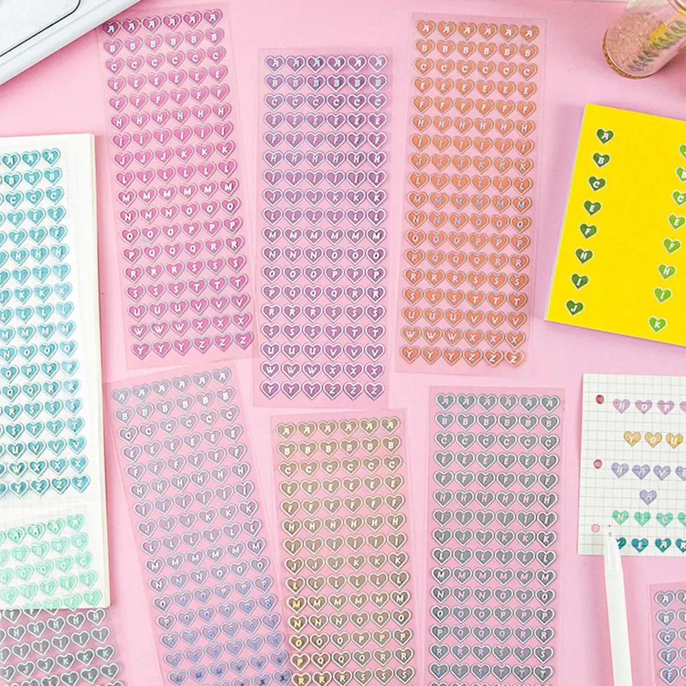 Planner Self Adhesive Handbook Journal School Supplies Letters Label Sticker Alphabet Stationery Sticker Bling Heart Letters