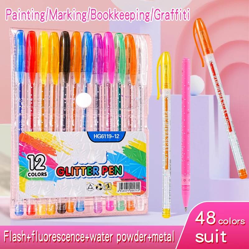 

Colorful Glitter Multi-Color Fountain Pen with Large Capacity Fluorescent Student Hand Account Filling Graffiti Pen