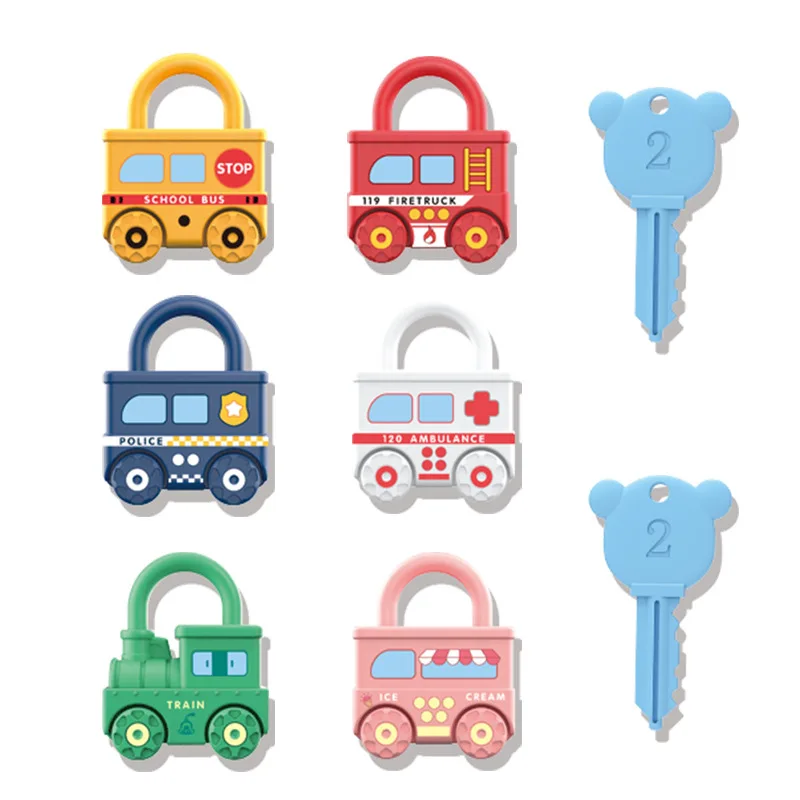 Boy Unlocking Toy Car Early Education Puzzle Baby Digital Pairing Key Lock Baby 1 Year Old Montessori Early Education